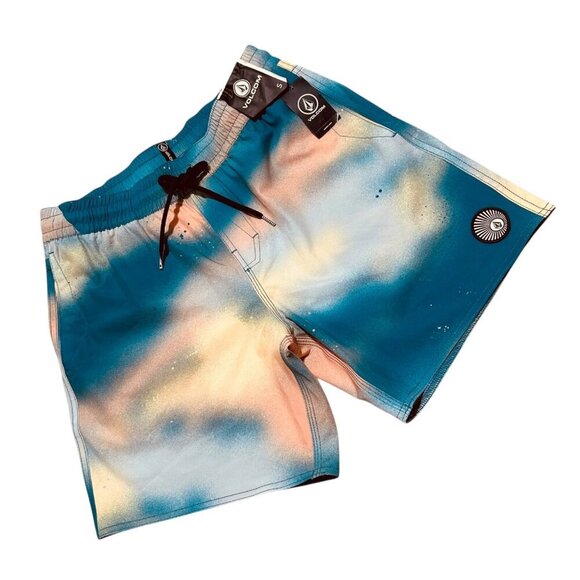 Volcom Mens Size S Baffle Trunk 17 Blue Salmon Swim Board Short NWT‎ - Picture 2 of 10